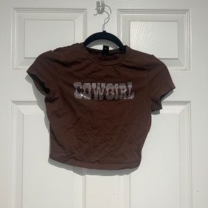 Cropped brown cowgirl top